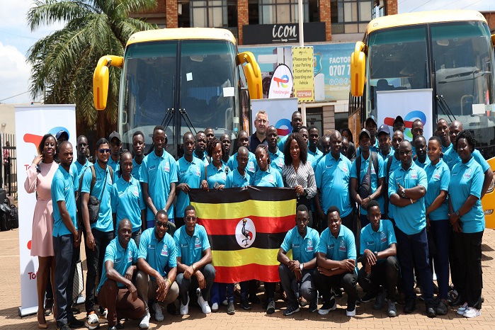 Group photo of the students with officials from TotalEnergies EP Uganda led by Laurent Stephane, Tilenga Academy Recruitment and Training Manage
