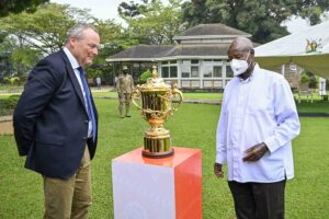 1- M7 represented with the Rugby World Cup trophy and the Kings Baton for the Commonwealth games