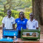 Diana Ondoga, the Stanbic Head of Corporate Social Investment (CSI) together with Michael Okao and Okwir Ceasar during the appraisal Visit