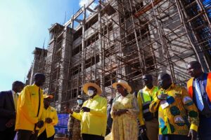 Cheptegei - President Museveni inspects Cheptegei's Hotel under construction - Sebei Sub region4