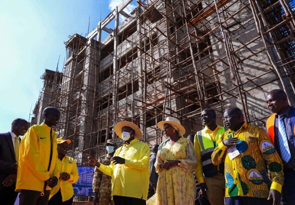 Cheptegei - President Museveni inspects Cheptegei's Hotel under construction - Sebei Sub region4