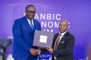 Stanbic Bank CE Mumba Kalifungwa with Prof. Augustus Niwagaba from Bank of Uganda1