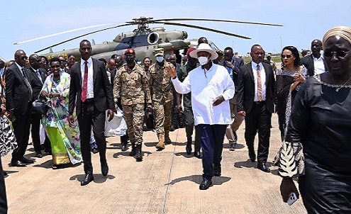 Oyo's body was placed in a helicopter for transfter to Tooro. PPU Photo.